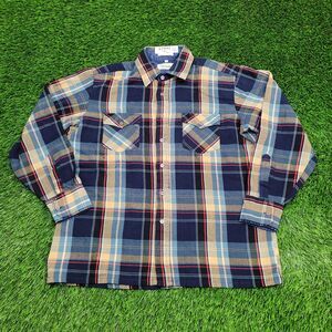 Vintage Trails-End Plaid Button Shirt Large 24x28 Blue